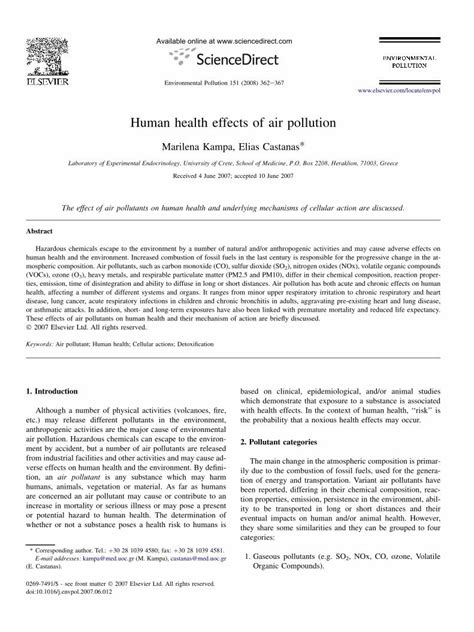 Pdf Human Health Effects Of Air Pollution · Human Health Effects Of Air Pollution Marilena