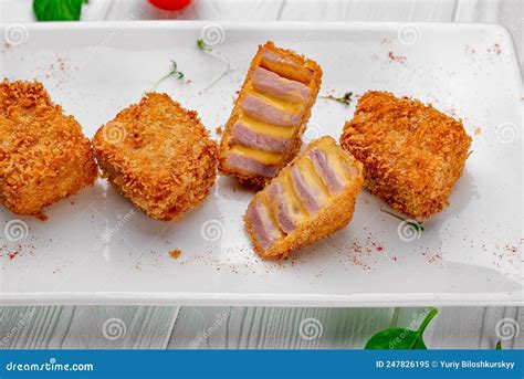 Deep Fried Ham With Cream Cheese Sauce Stock Image Image Of Cuisine