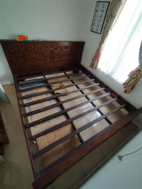 Tempat Tidur Rangka Bed Divan Dipan Kayu Jati Asli Kokoh Ukir Bongkar