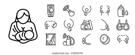 Breastfeeding Icons Set Outline Set Breastfeeding Stock Vector Royalty