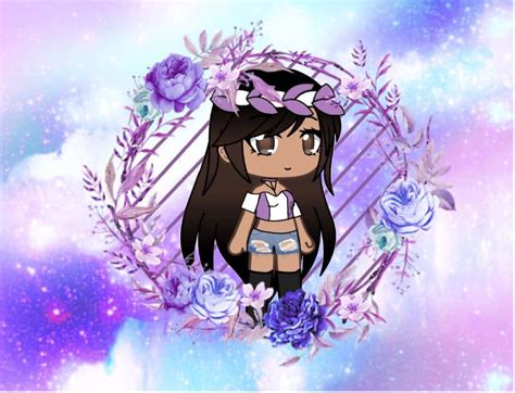 Download Purple Gacha Girl Headdress And Flowers Wallpaper