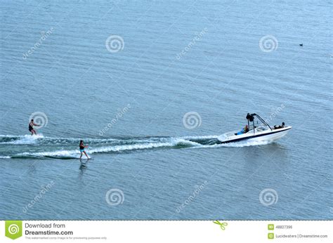 Two People Water Skiing Editorial Photo Image Of Adult 48827396