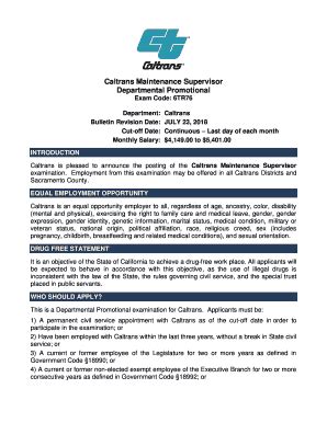 Fillable Online Jobs Ca Caltrans Maintenance Supervisor Fax Email Print