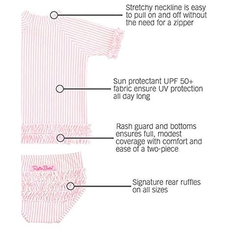 Snapklik Rufflebutts Girls Rash Guard Piece Swimsuit Set Pink Seersucker Bikini
