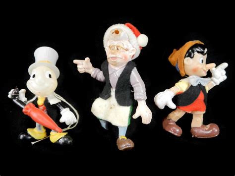 Vintage Disney Ornaments Set Of 3 Pinocchio Gepetto Jiminy Cricket