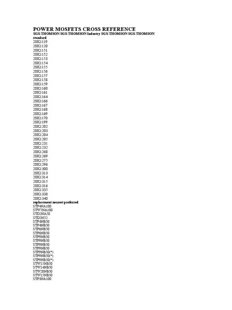 Power Mosfets Cross Reference Pdf Semiconductor Devices