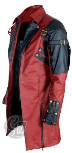 Mens Real Leather Goth Matrix Trench Coat Steampunk Gothic Black Red Xs 3xl Ebay