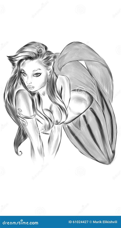 Illustrated Nude Pinup Girl Vector Illustration CartoonDealer