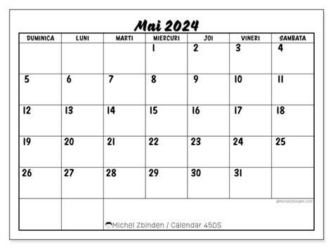 Calendar Mai Michel Zbinden Ro