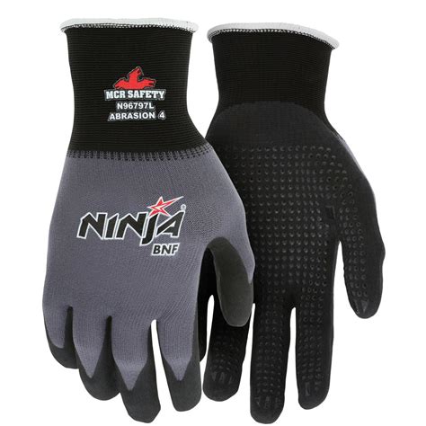 Mcr Safety N Ninja Bnf Coated Gloves W Dotted Palm Fingertips