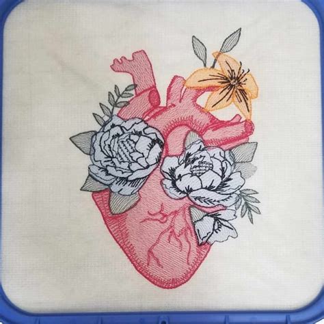 Heart Anatomical Heart Machine Embroidery Design Etsy