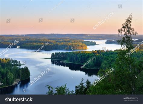 Clear Blue Saimaa Lake Sunset Finland Arkistovalokuva 278357354