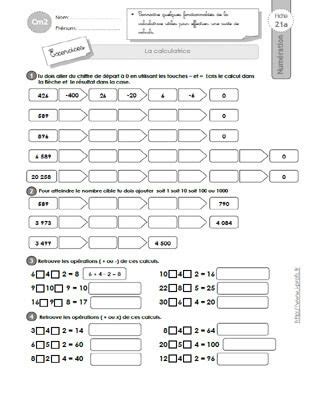 CM2 EXERCICES Utilisation De La Calculatrice Calcul Mental Ce1