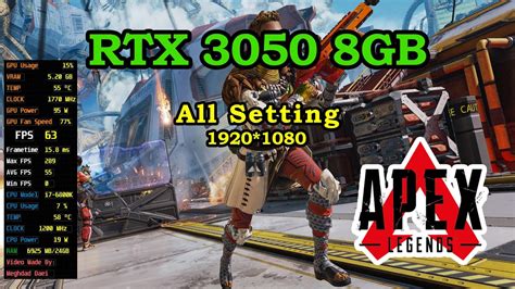 Apex Legends RTX 3050 8GB All Setting FPS Game Play Benchmark YouTube