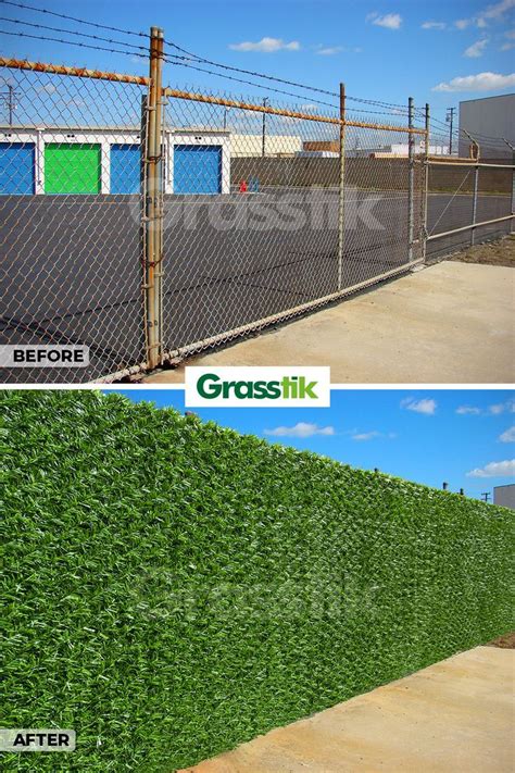 Chain Link Fence Renovation With Grasstik Artificial Grass Wall