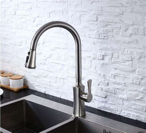 Luxury Kitchen Faucets Nickel Degree Water Mixer Single Handle Hot Cold Pull Out Kitchen
