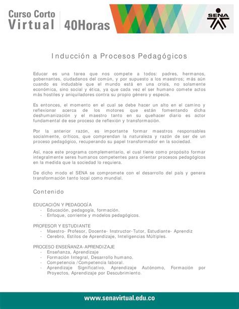 Induccion Procesos Pedagogicos Inducci N A Procesos Pedag Gicos