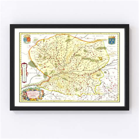 Vintage Map Of Anjou France By Ted S Vintage Art