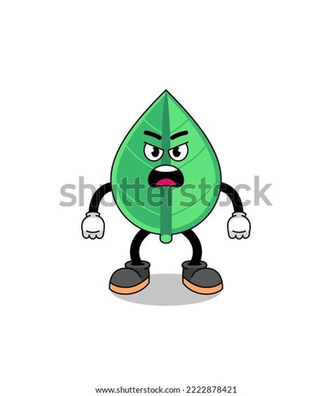 Leaf Cartoon Illustration Angry Expression Character Stock Vector