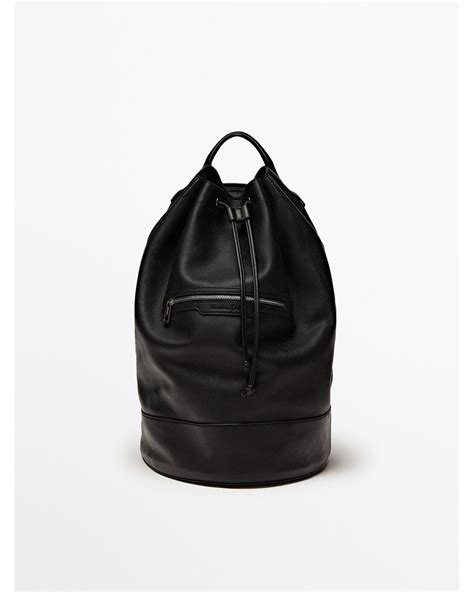 Massimo Dutti Black Leather Backpack For Men Lyst