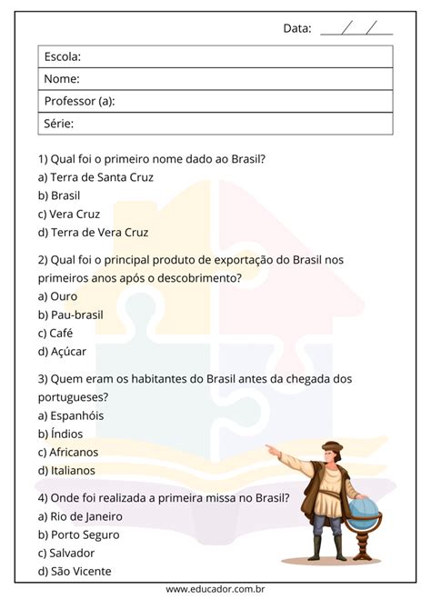 Atividades Sobre A Colonização Do Brasil 4 Ano Acessaber - Atividades sobre o descobrimento do Brasil para 4° e 5° ano - Educador