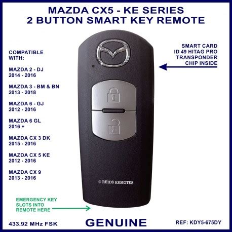 Mazda CX5 Genuine 2 Button Smart Key Remote KDY5 675DY