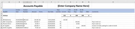 Business Accounts Excel Template