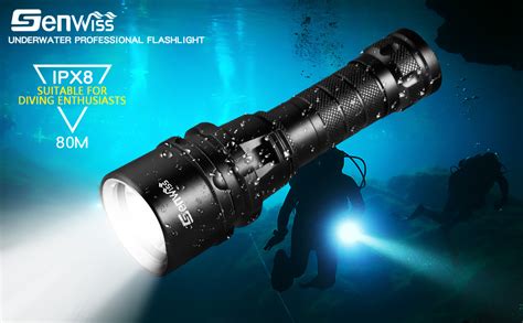 Genwiss Scuba Diving Flashlight Dive Torch 2000 Lumen Waterproof