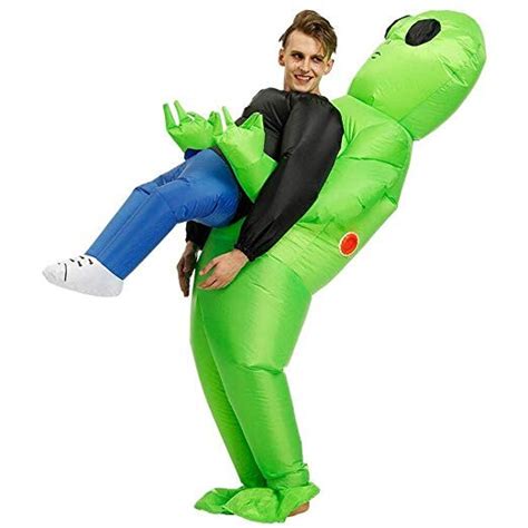 Lumon Costume Gonflable Aliens Vert Alien Portant Un Costume Humain