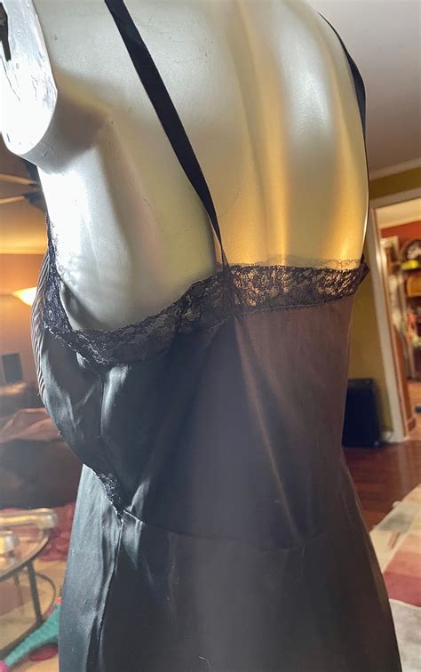 Vintage Black Lingerie Slip Etsy
