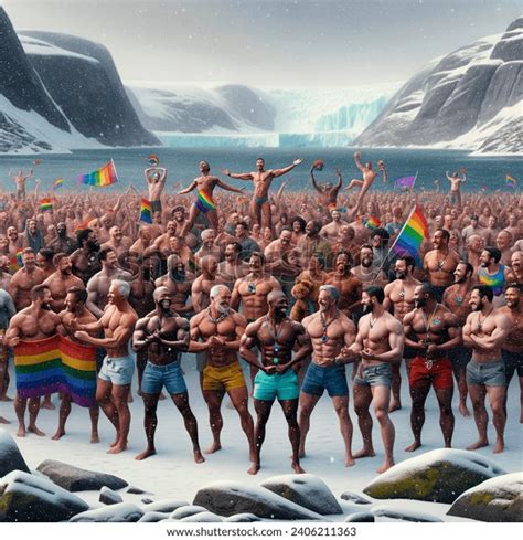 Muscular Gay Men Celebrating Pride Ai Generated Image Shutterstock