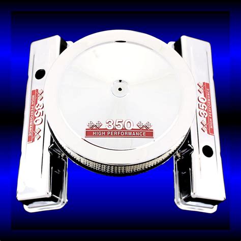 MCC71369SR Chrome 350 Red Emblem Valve Cover Air Cleaner Combo