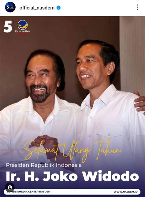 Nasdem Ucapkan Selamat Ulang Tahun Buat Jokowi