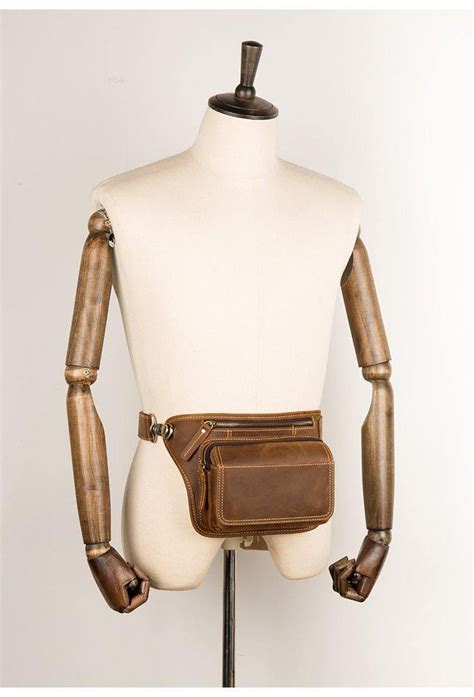 Cool Brown Leather Fanny Pack Mens Waist Bags Hip Pack Belt Bag Bumbag Iwalletsmen