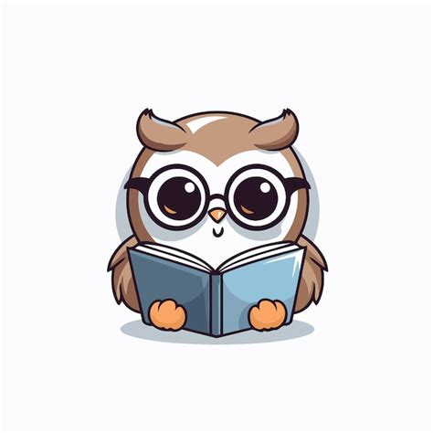 Premium Vector Cute Owl Reading A Book Vector Illustration Isolated