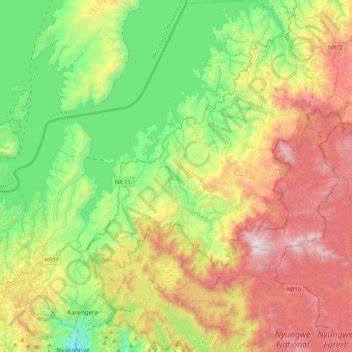 Nyamasheke topographic map, elevation, terrain