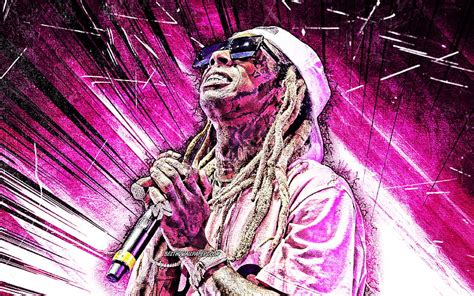 Lil Wayne Grunge Art American Singer Purple Abstract Rays Music