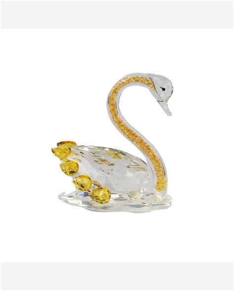 Riachuelo Cisne Grande de Cristal Adorno Decorativo Cristal e Âmbar