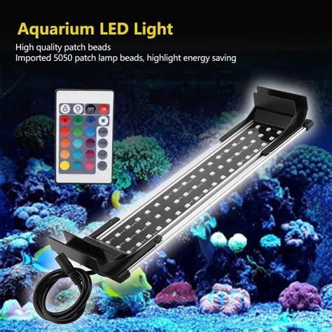 Aquarium LED Light Adjustable Ultra Slim Aquarium Fish Tank Dimmable LED Light Lamp Clip Aquatic ...