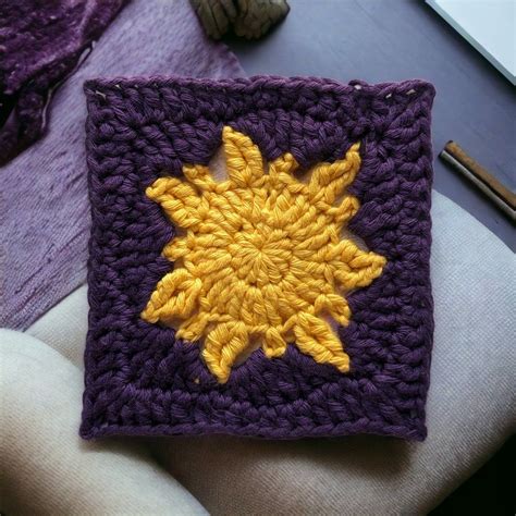 Easy Sun Granny Square Crochet PDF PATTERN by Atainya | Step-by-step ...