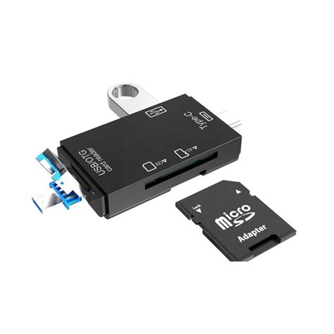 Четец на карти, Zola®, 5 в 1, 3 USB/USB-C/MICRO-USB конектора, поддържа ...
