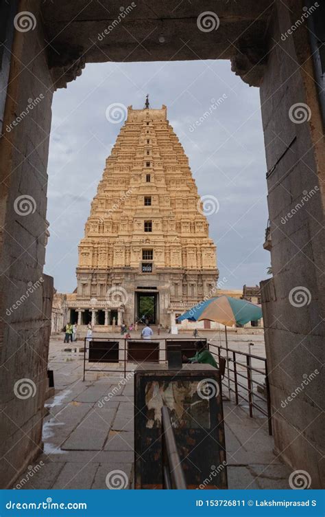 Hampi, India July 8, 2019 : Inner View of Virupaksha or Pampapati ...