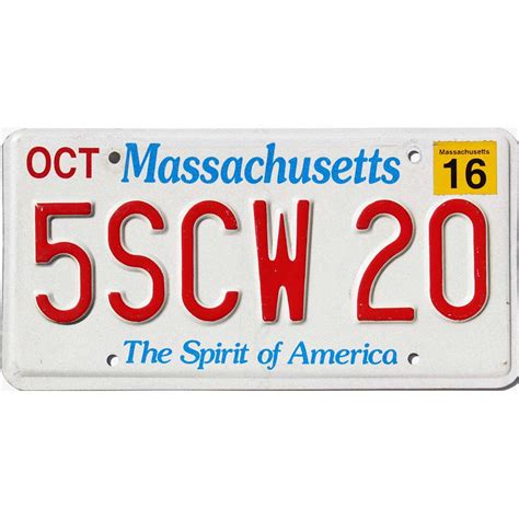 2016 Massachusetts 5scw20 Spirit Of America License Plate