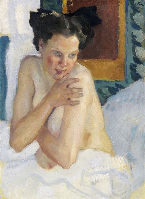 Awakening Sitting Half Naked Leo Putz Painting By Leo Putz Fine