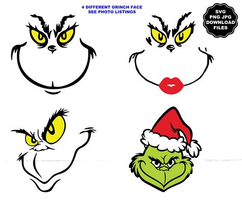 Grinch Faces Svg Mr Grinch Mrs Grinch Mean Grinch Grinch Etsy New Zealand