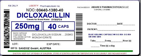Dicloxacillin Sodium Liberty Pharmaceuticals Inc Fda Package