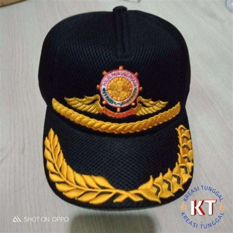 Jual Topi Jaring Pol Pp Logo Lis Padi Kapas Hitam Topi Doble Mess Di