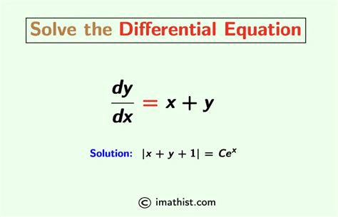 Find Solution Of The Differential Equation Dy Dx X Y Imath