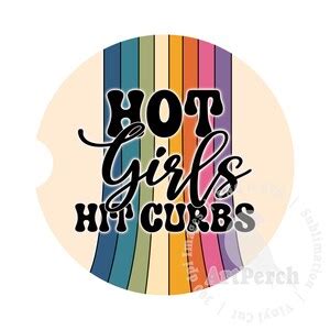 Funny Car Coaster PNG Hot Girls Hit Curbs Sublimation Design Retro Car Coaster PNG Digital