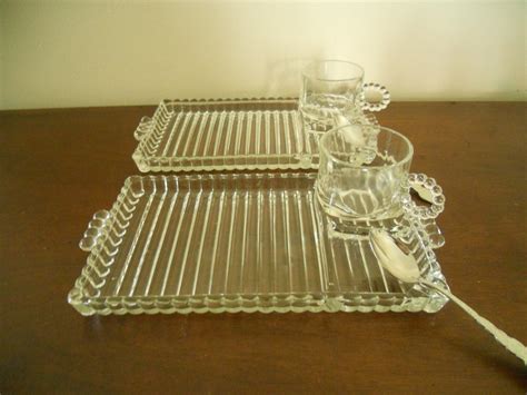 Vintage Hobnail Glass Dessert Plate And Cup Set